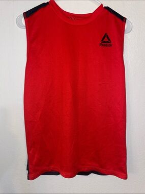 Reebok Red Athletic Sleeveless Performance Tank with Black Accents